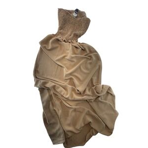 I love Joah Womens Strapless Smocked Maxi Dress Large L Beige‎ Casual Flowy